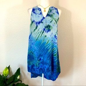 Tie Dye Beach Dress Swimsuit Cover Up High Low Hem